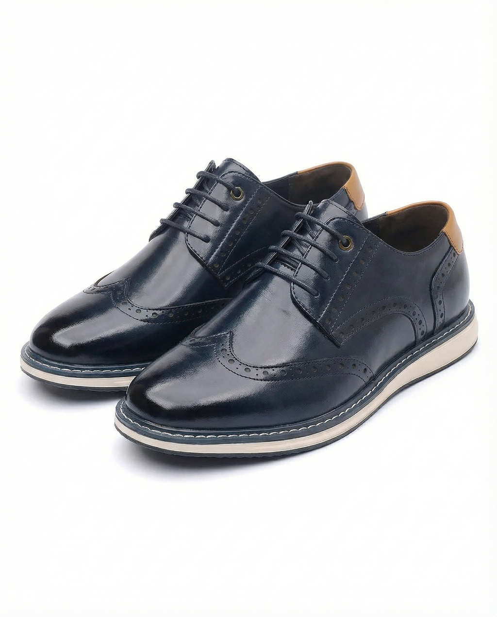Leather Brogue Shoes with Woven Detail