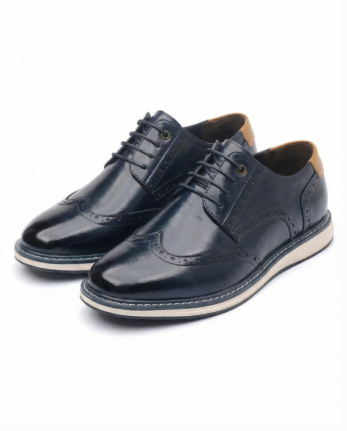 Leather Brogue Shoes with Woven Detail