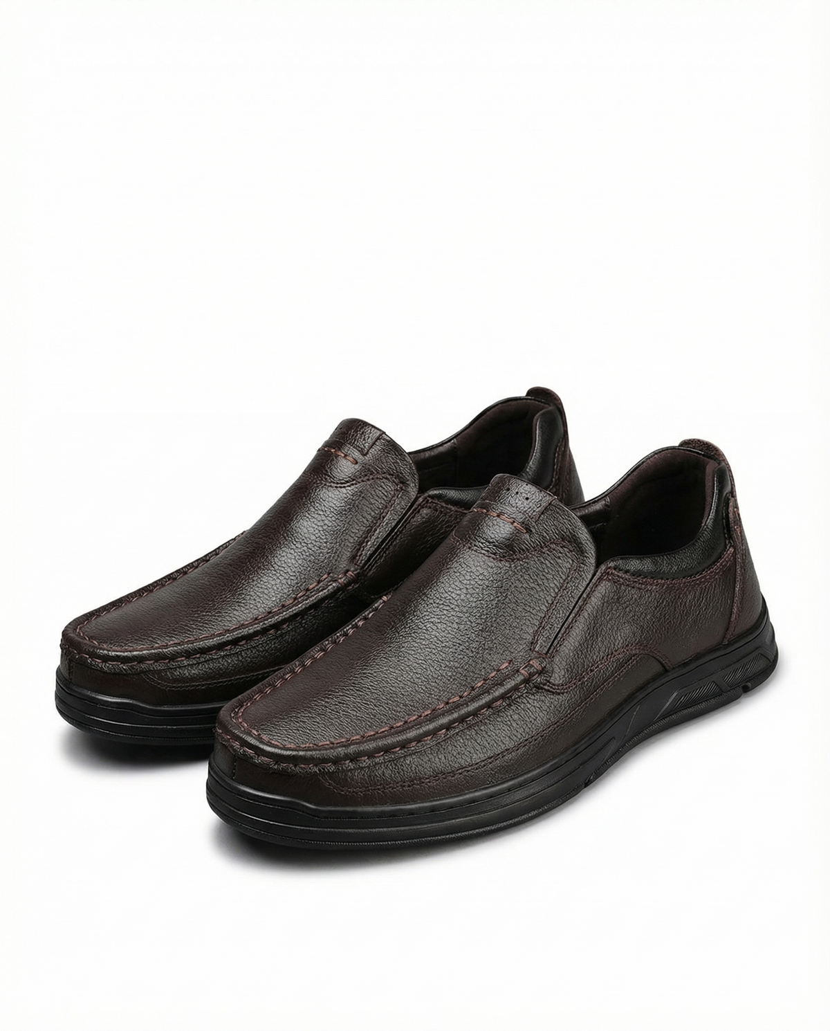 Leather Slip-On Shoes with Cushioned Sole