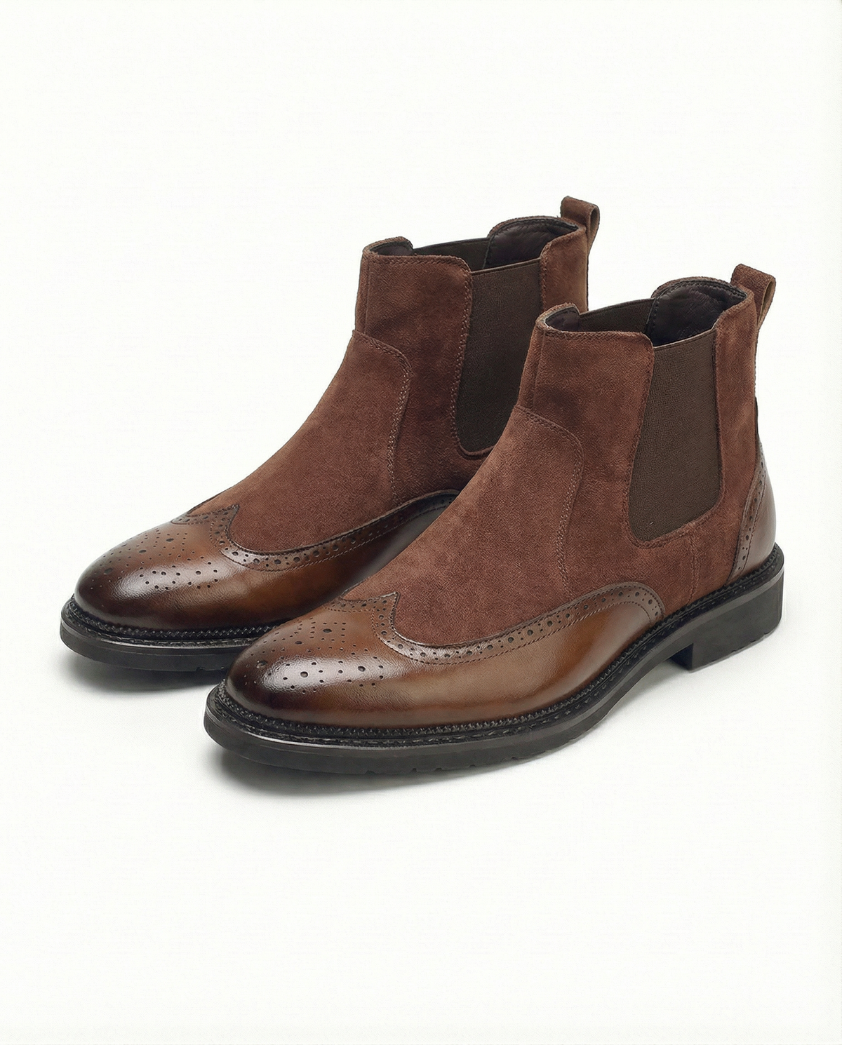 Suede Leather Chelsea Boots with Lace-Up Closure