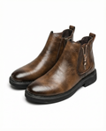 Full-Grain Leather Boots with Side Zipper