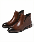 Leather Chelsea Boots with Side Zipper