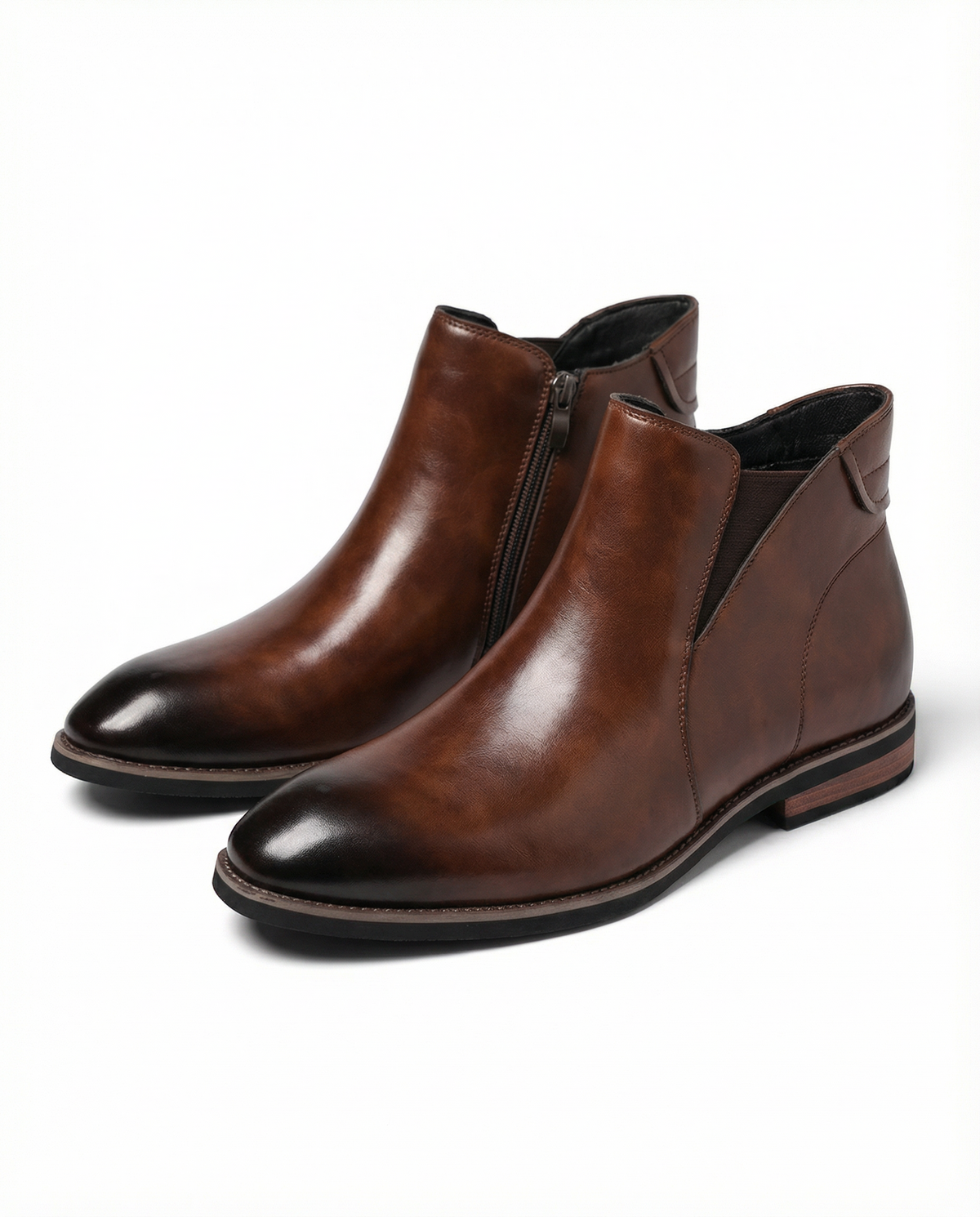 Leather Chelsea Boots with Side Zipper