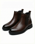 Leather Boots with Side Zipper and Patina Finish