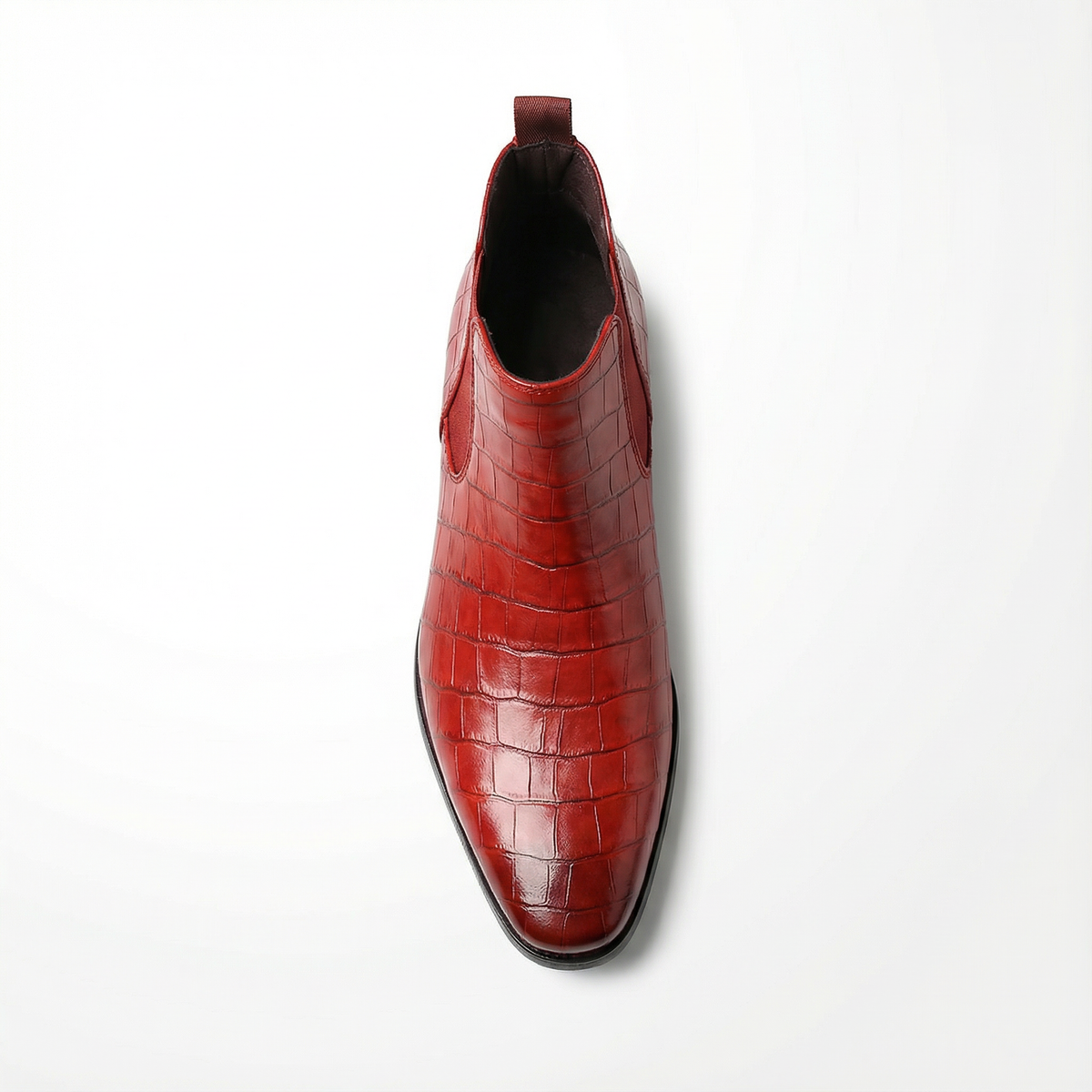 Polished Leather Chelsea Boots with Embossed Texture