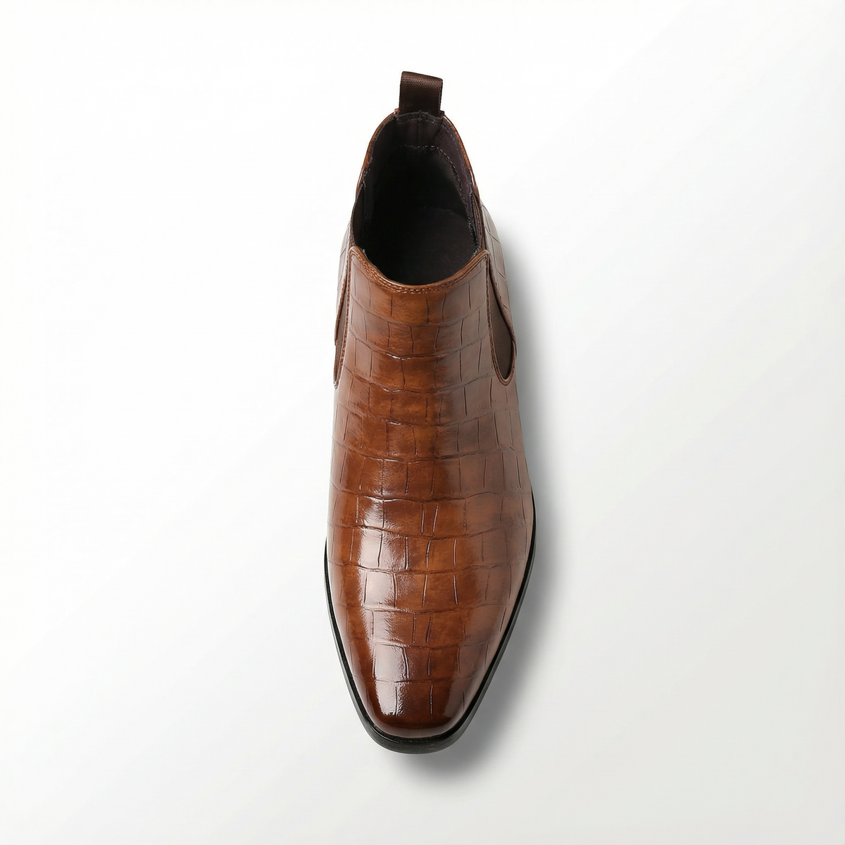 Polished Leather Chelsea Boots with Embossed Texture