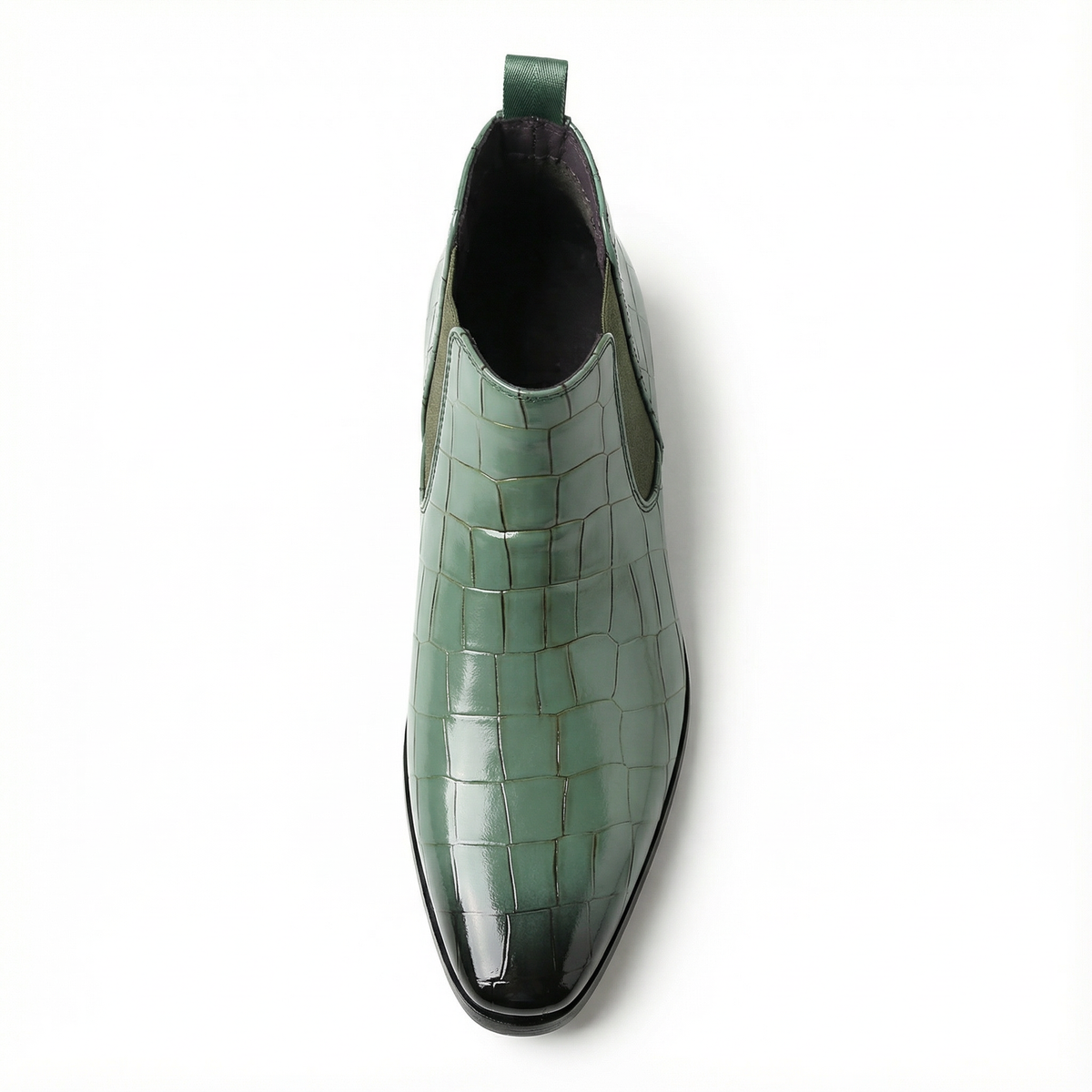 Polished Leather Chelsea Boots with Embossed Texture