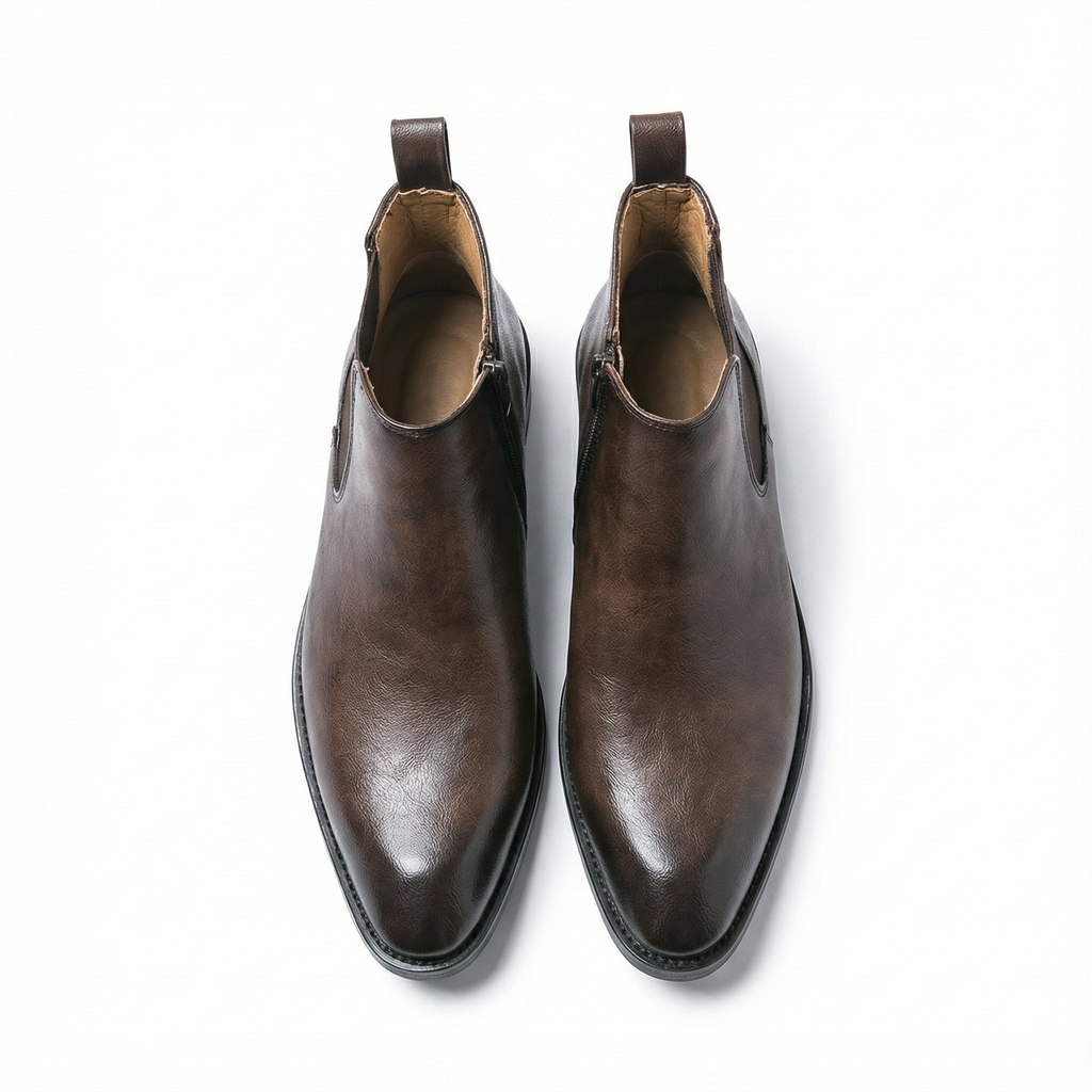 Full-Grain Leather Chelsea Boots with Side Zipper