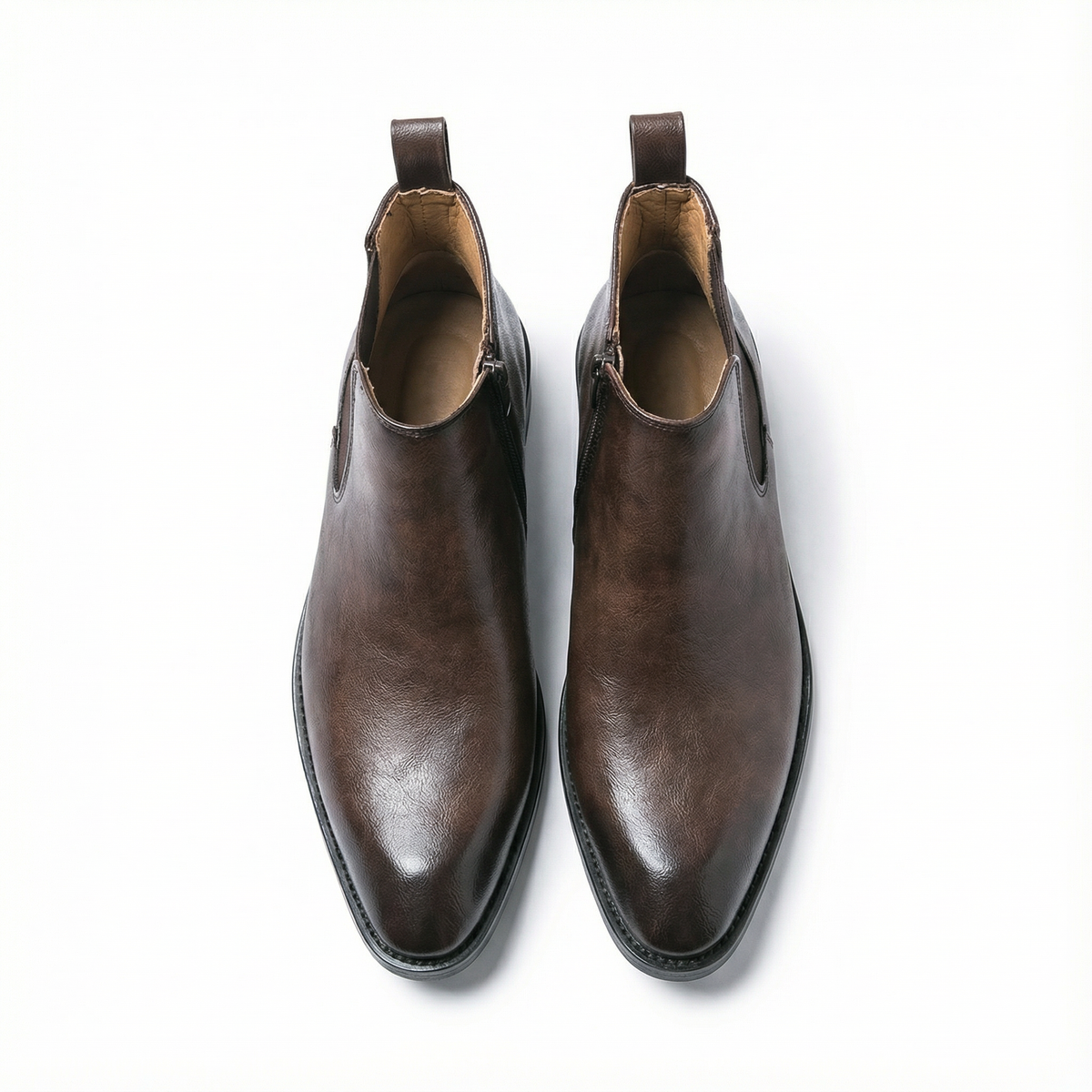 Full-Grain Leather Chelsea Boots with Side Zipper