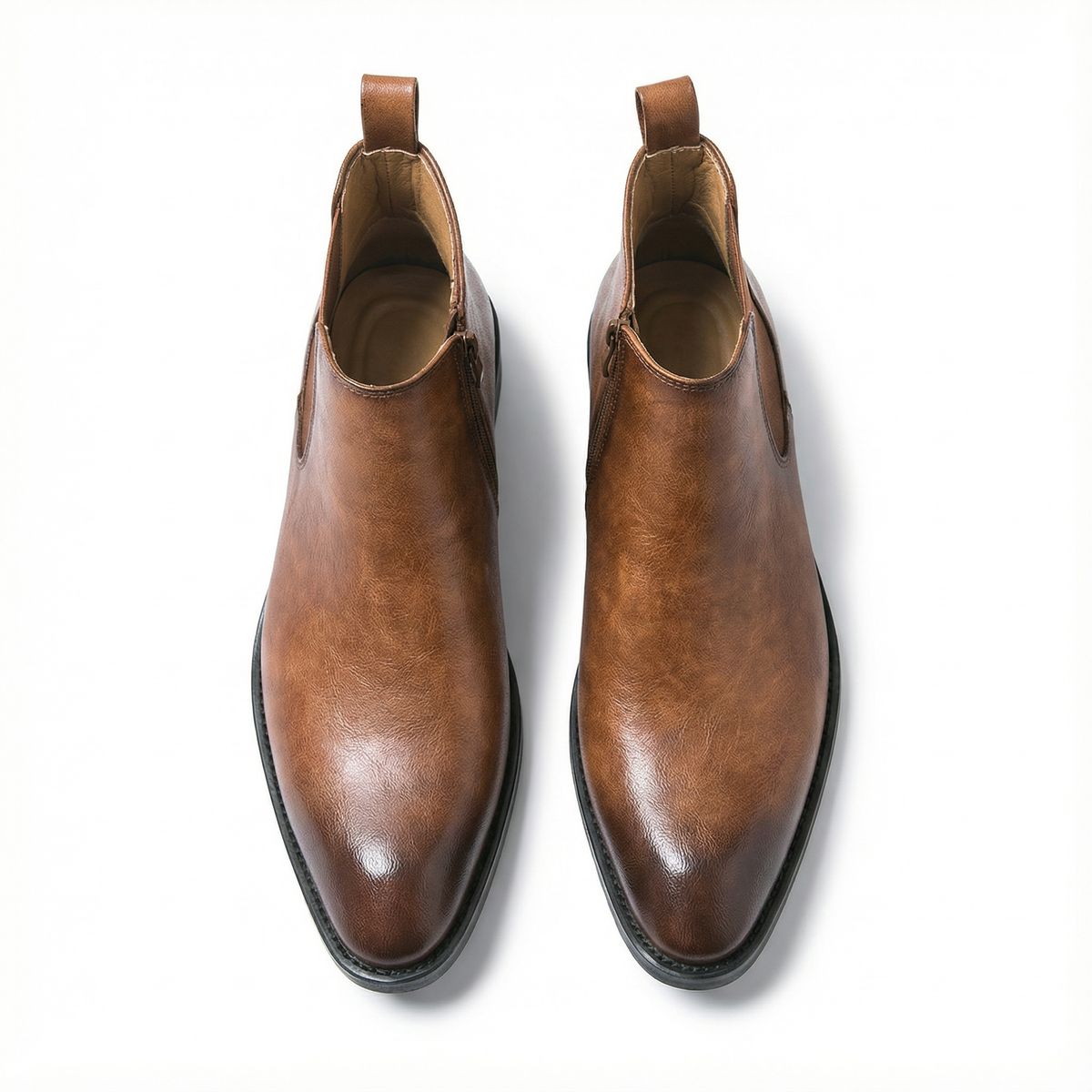 Full-Grain Leather Chelsea Boots with Side Zipper