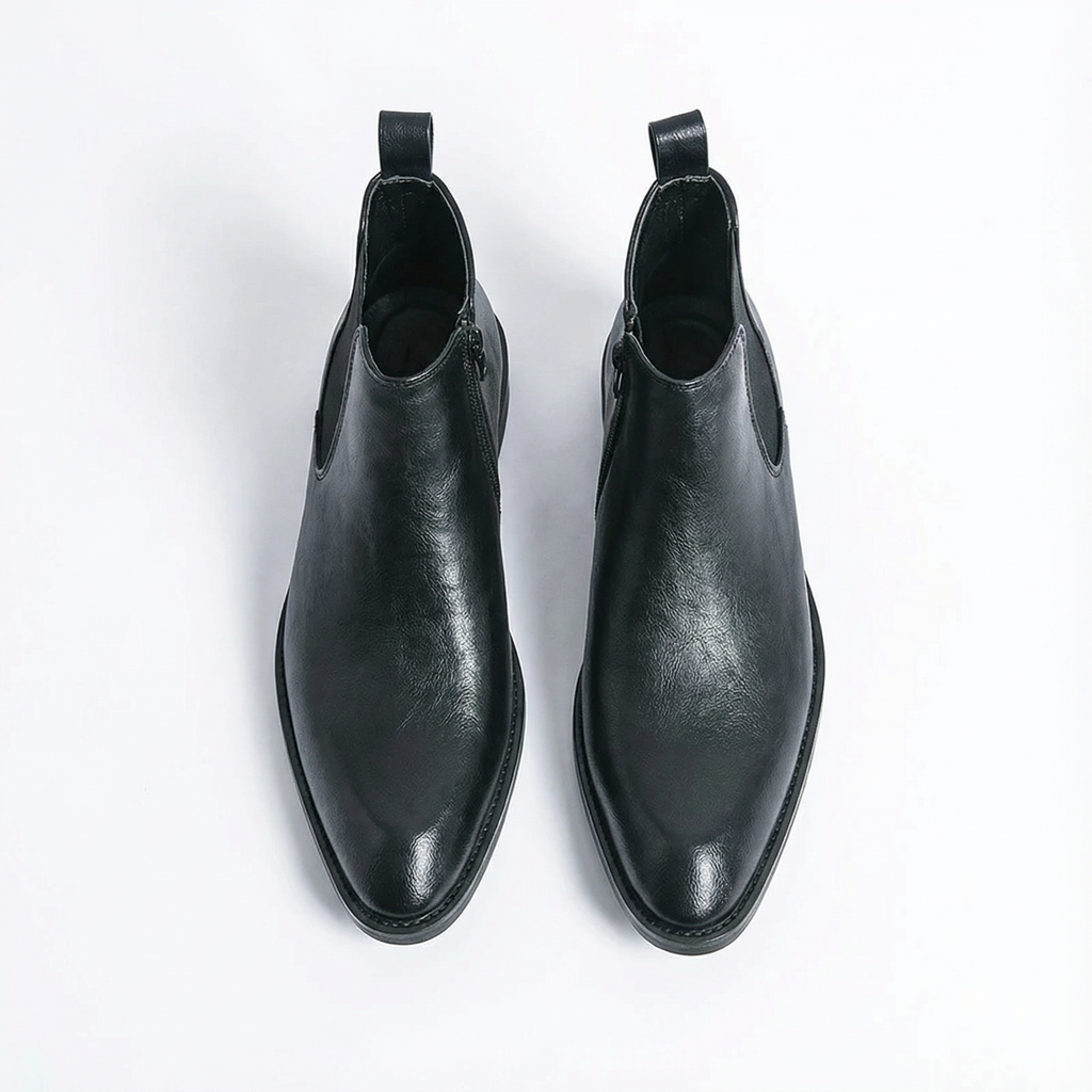 Full-Grain Leather Chelsea Boots with Side Zipper