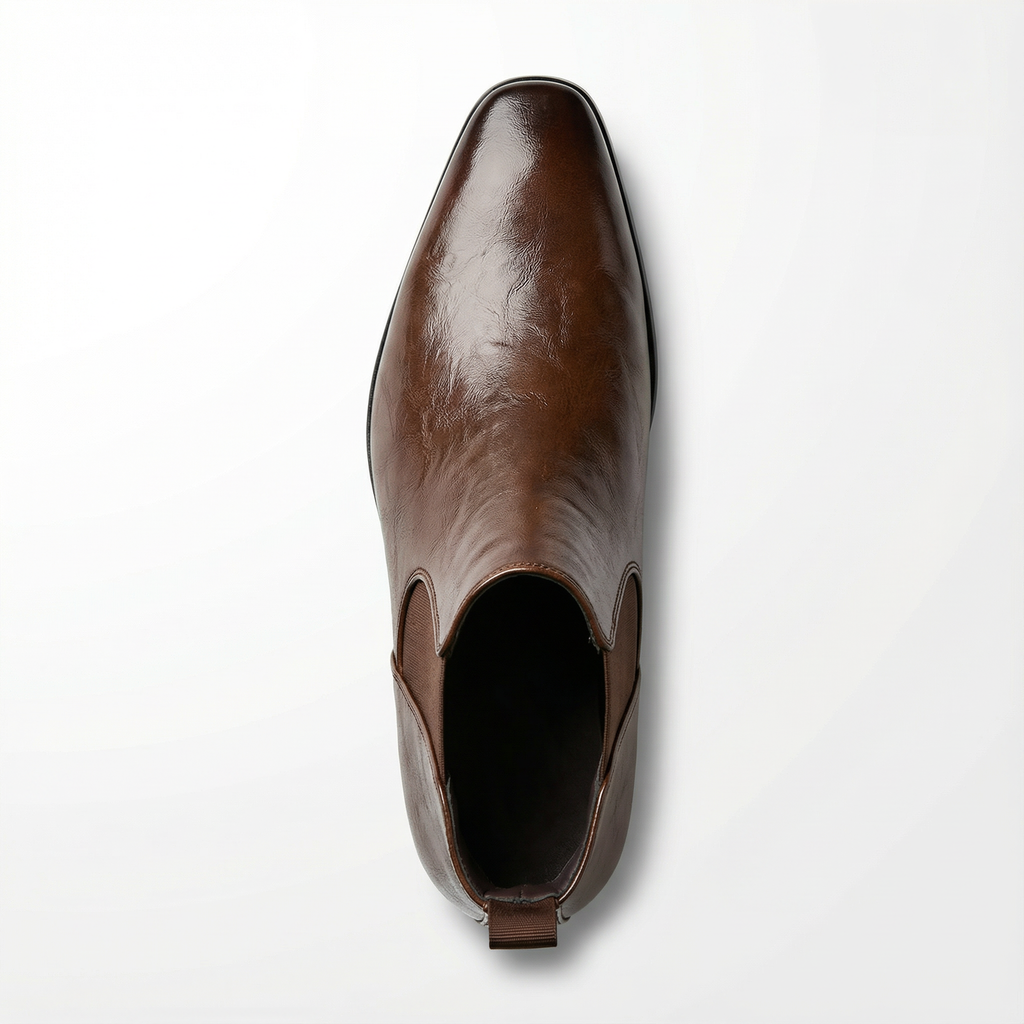 Full-Grain Leather Chelsea Boots with Patina Finish