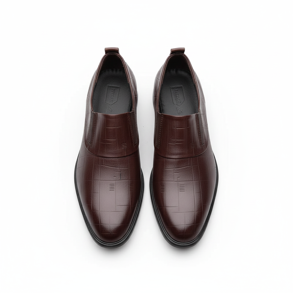 Full-Grain Leather Slip-On Shoes with Embossed Texture