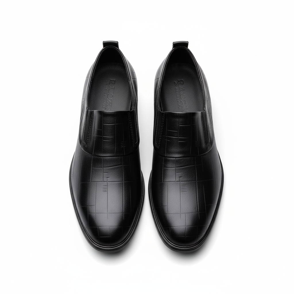 Full-Grain Leather Slip-On Shoes with Embossed Texture