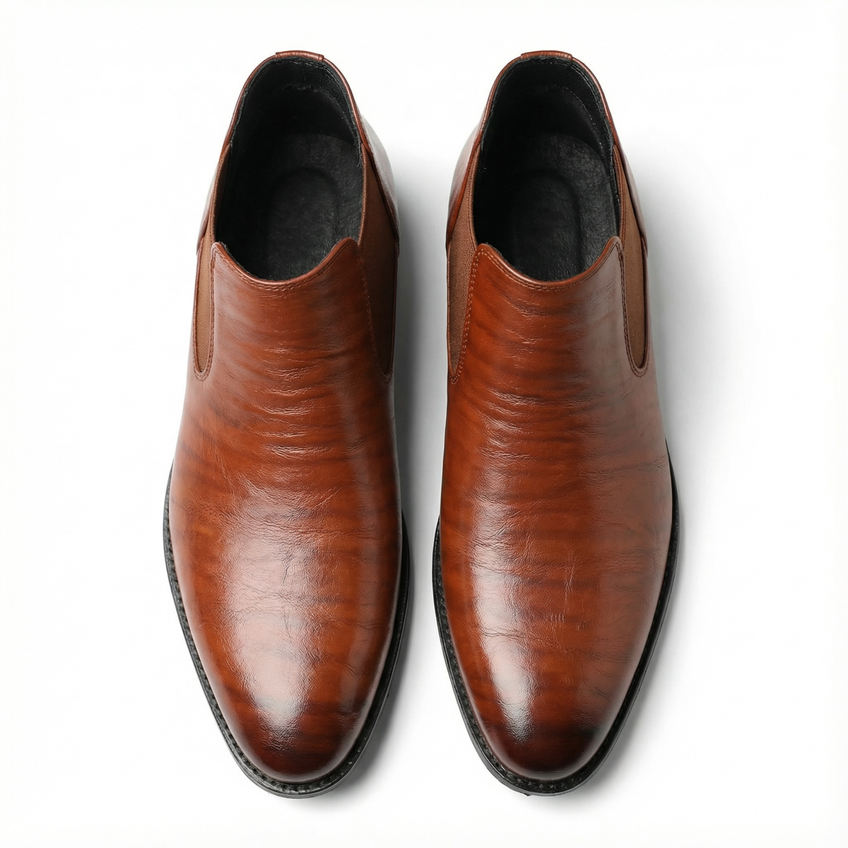 Polished Leather Chelsea Boots with Smooth Finish