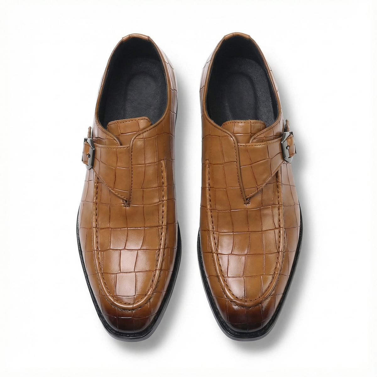 Leather Loafers with Croc-Embossed Texture