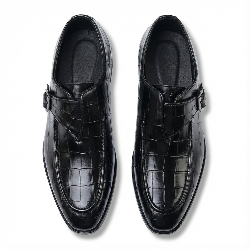 Leather Loafers with Croc-Embossed Texture
