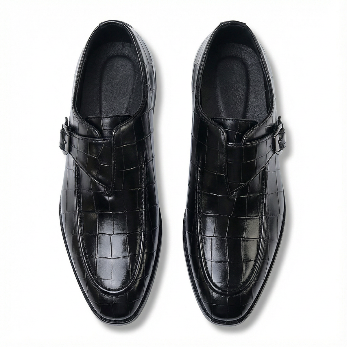 Leather Loafers with Croc-Embossed Texture