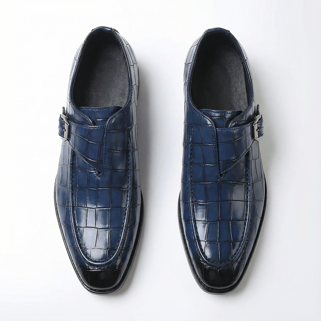 Leather Loafers with Croc-Embossed Texture