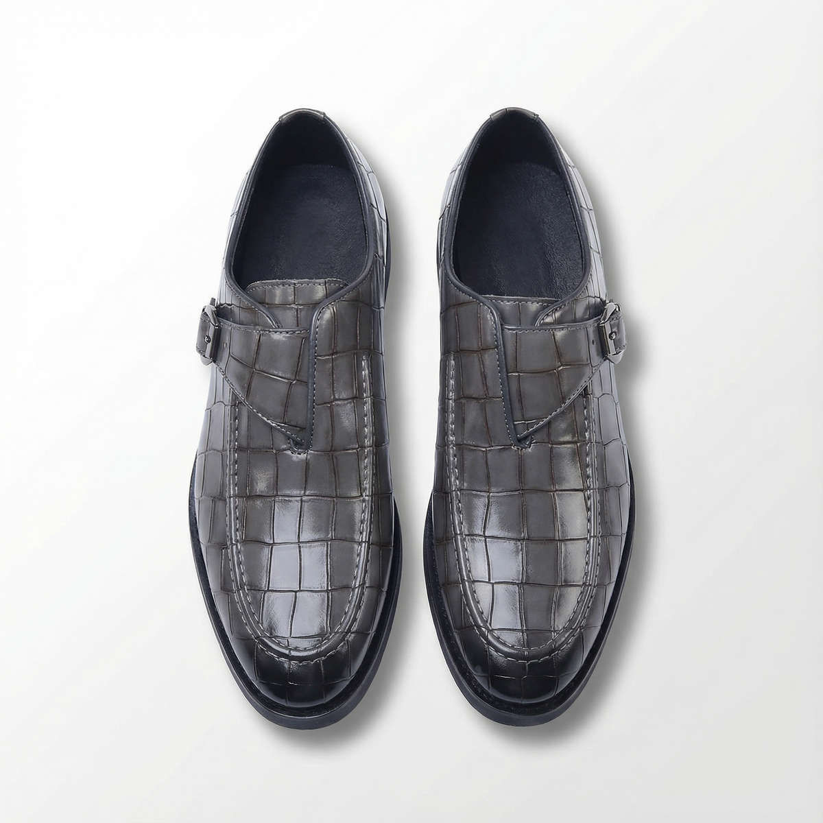 Leather Loafers with Croc-Embossed Texture