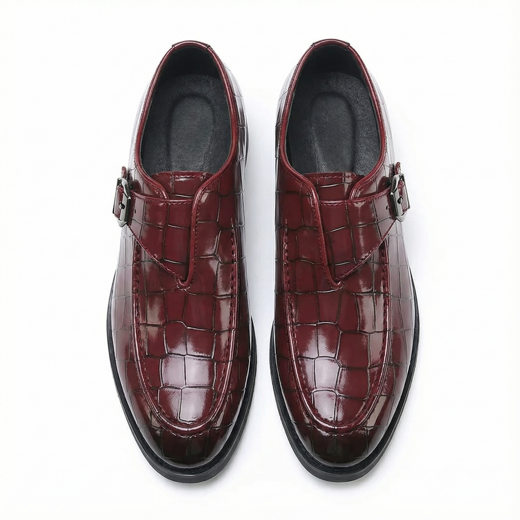 Leather Loafers with Croc-Embossed Texture