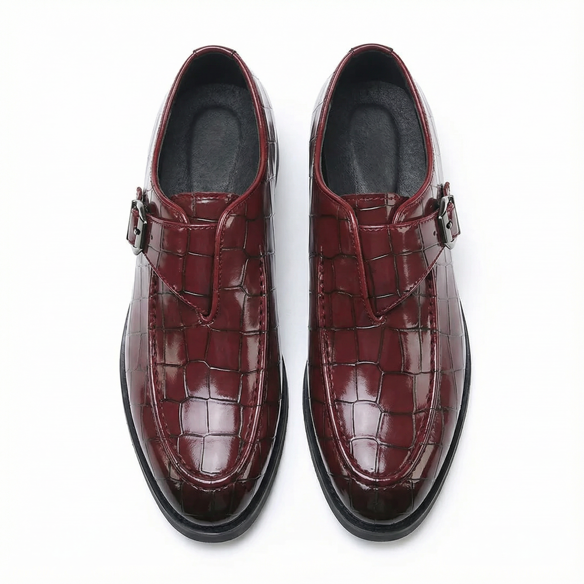 Leather Loafers with Croc-Embossed Texture