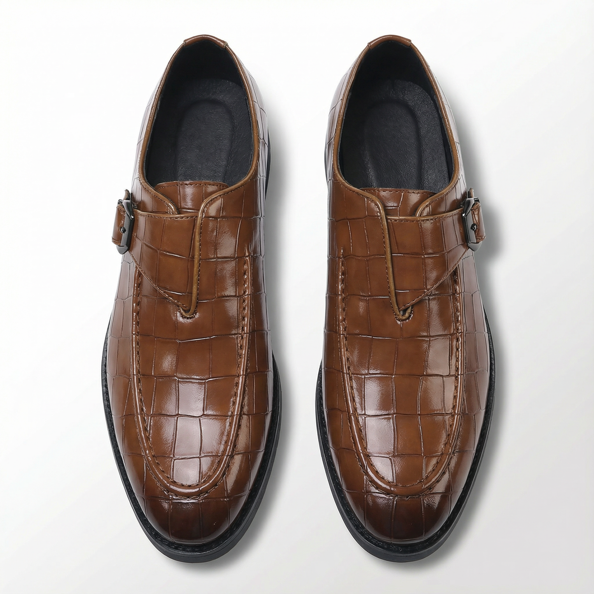 Leather Loafers with Croc-Embossed Texture