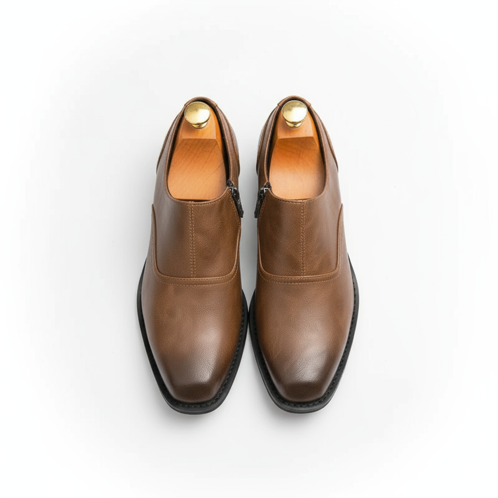 Full-Grain Leather Boots with Rubber Sole
