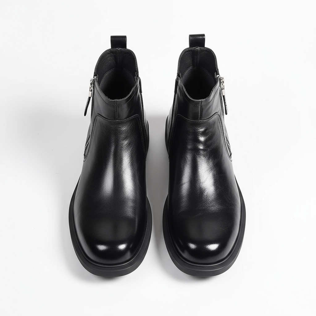 Cowhide Leather Boots with Reinforced Stitching