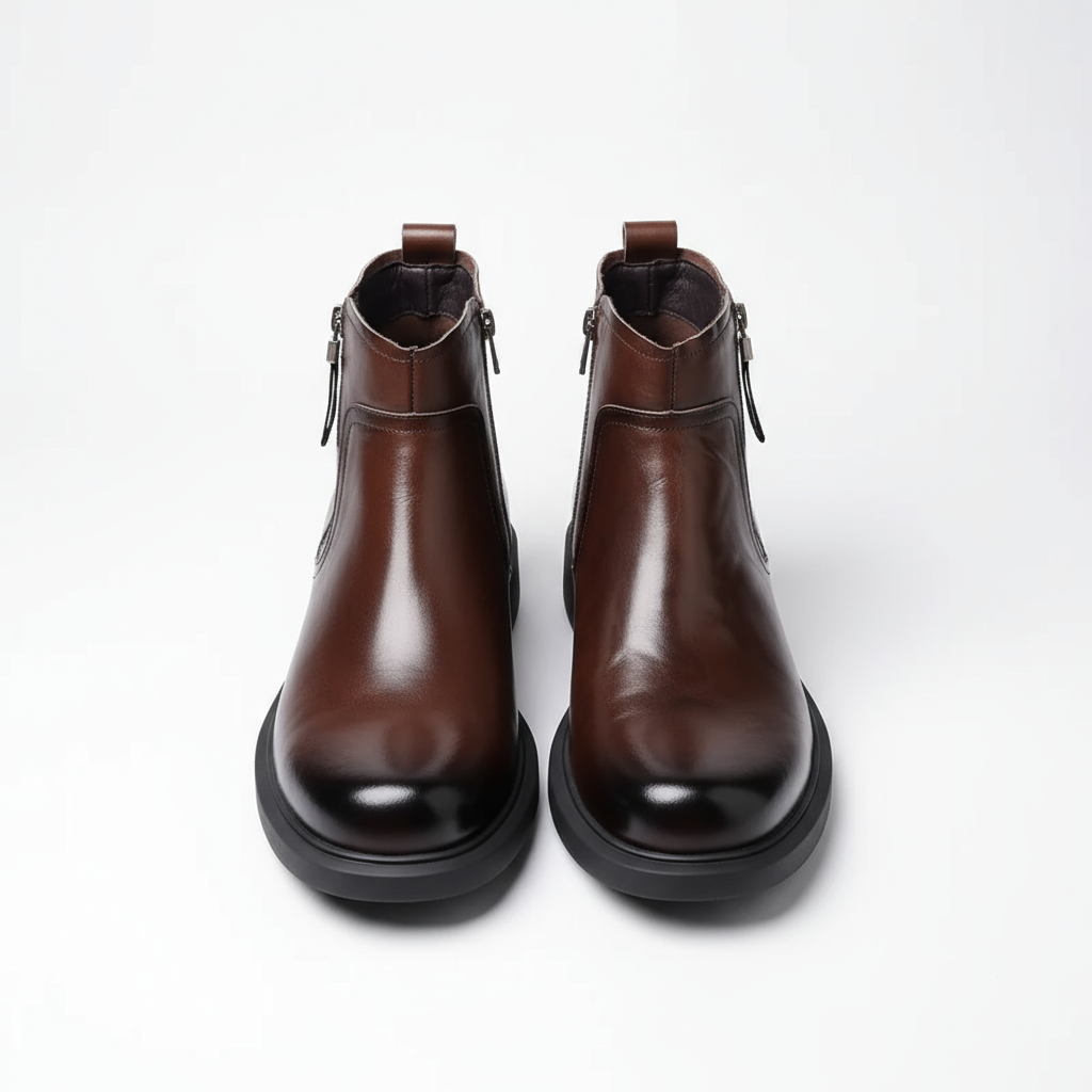 Cowhide Leather Boots with Reinforced Stitching