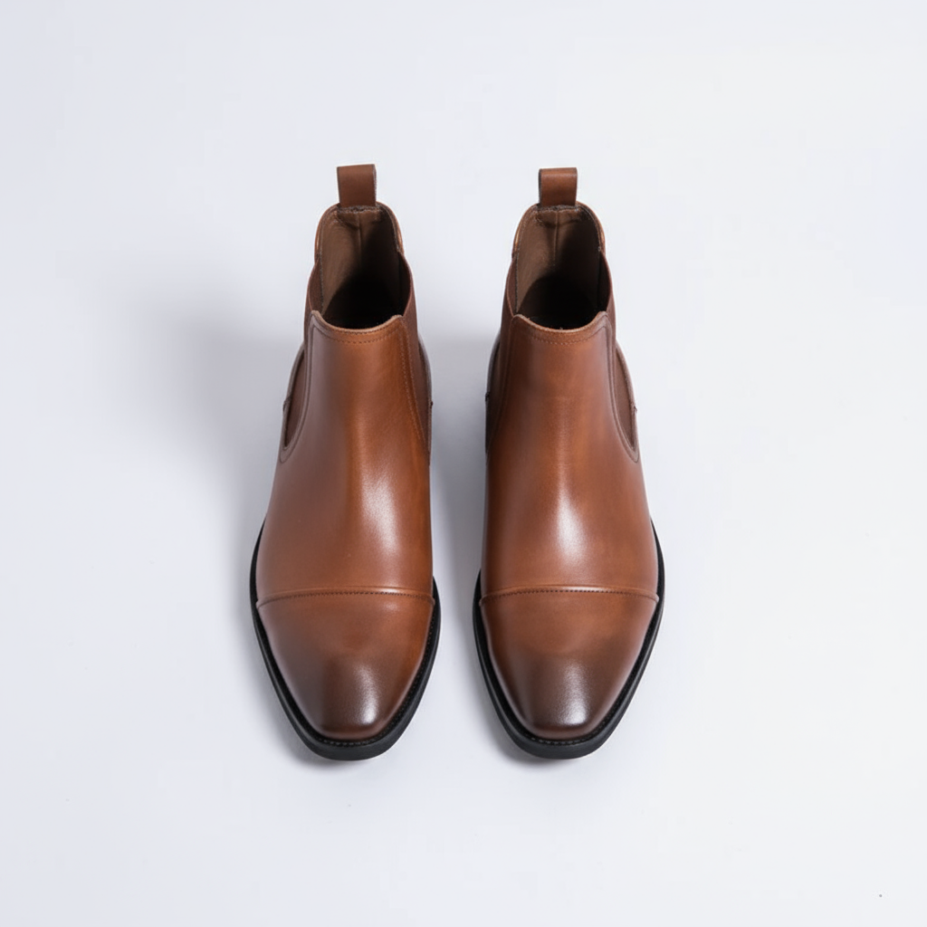 Full-Grain Leather Chelsea Boots with Cap-Toe Detail
