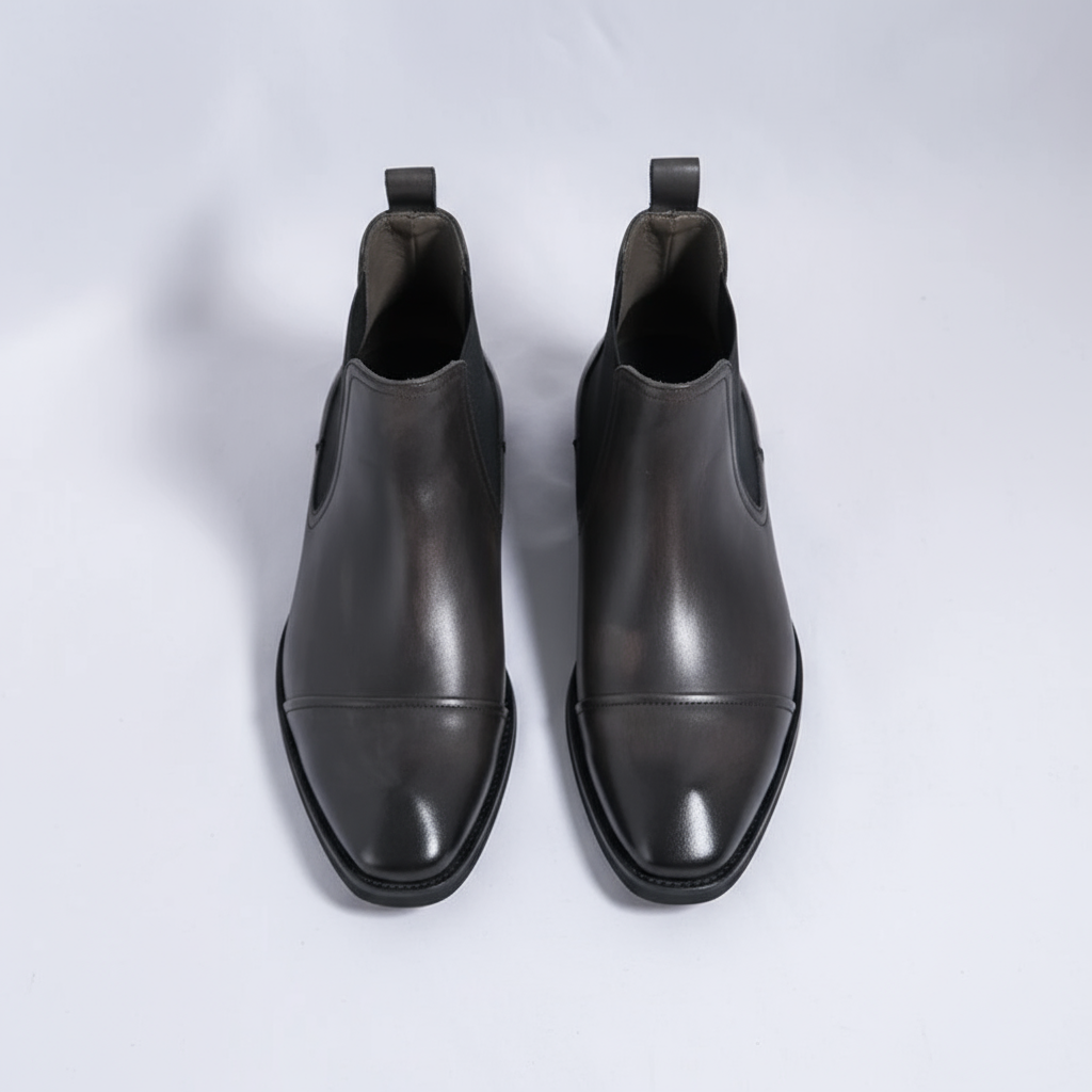 Full-Grain Leather Chelsea Boots with Cap-Toe Detail
