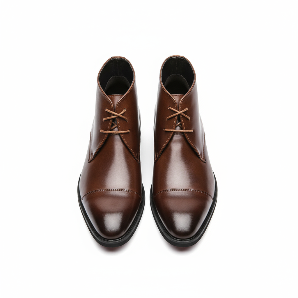 Full-Grain Leather Chukka Boots with Cap-Toe Detail