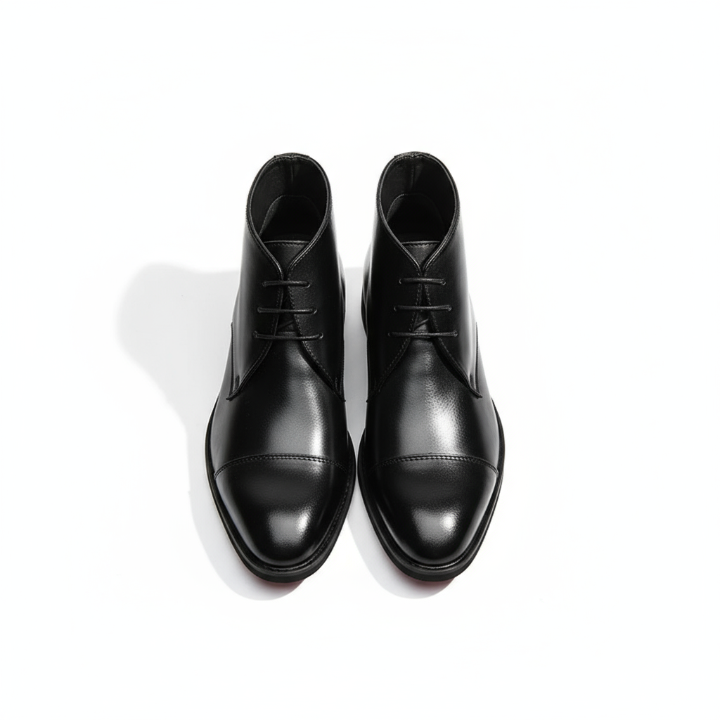 Full-Grain Leather Chukka Boots with Cap-Toe Detail