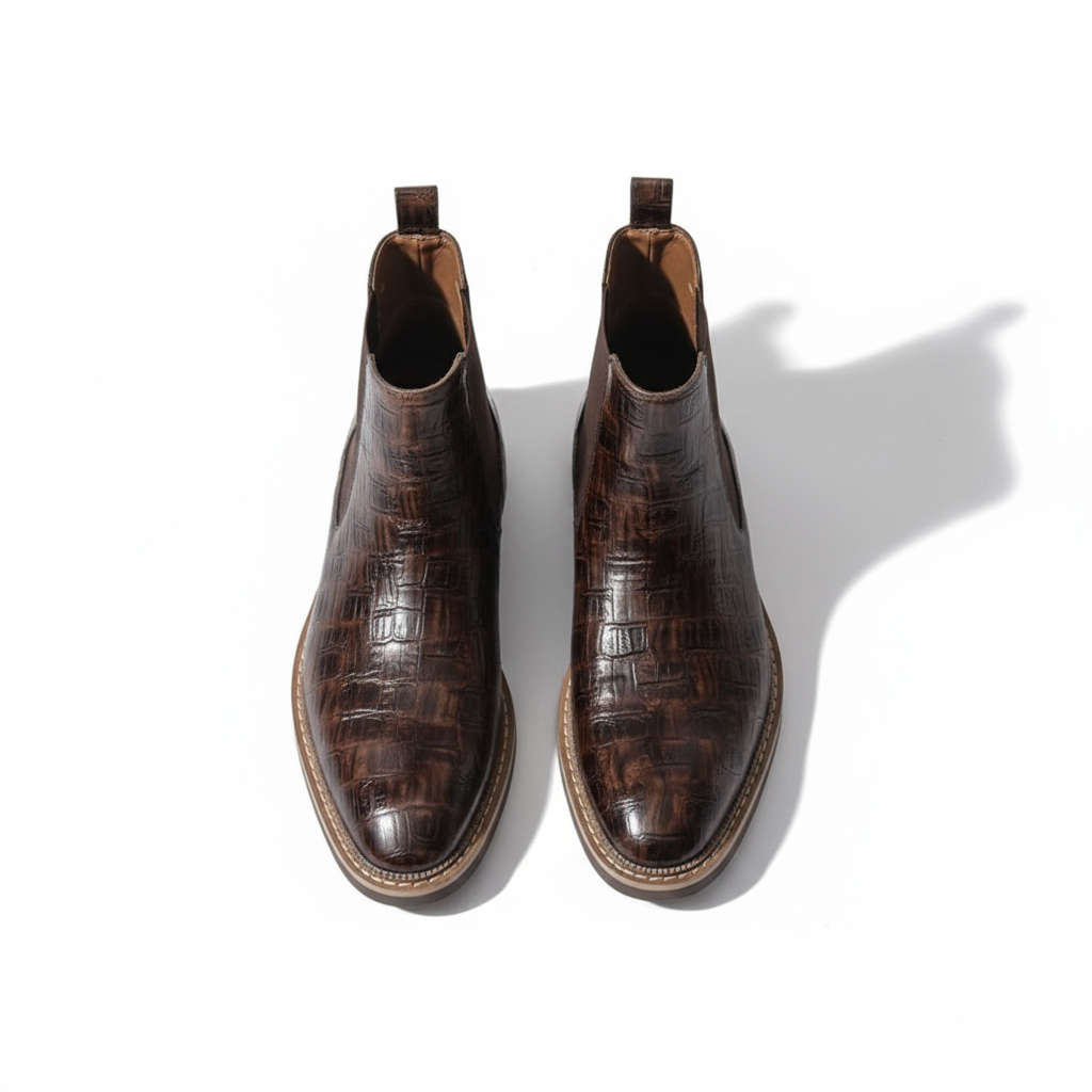 Full-Grain Leather Chelsea Boots with Rubber Sole