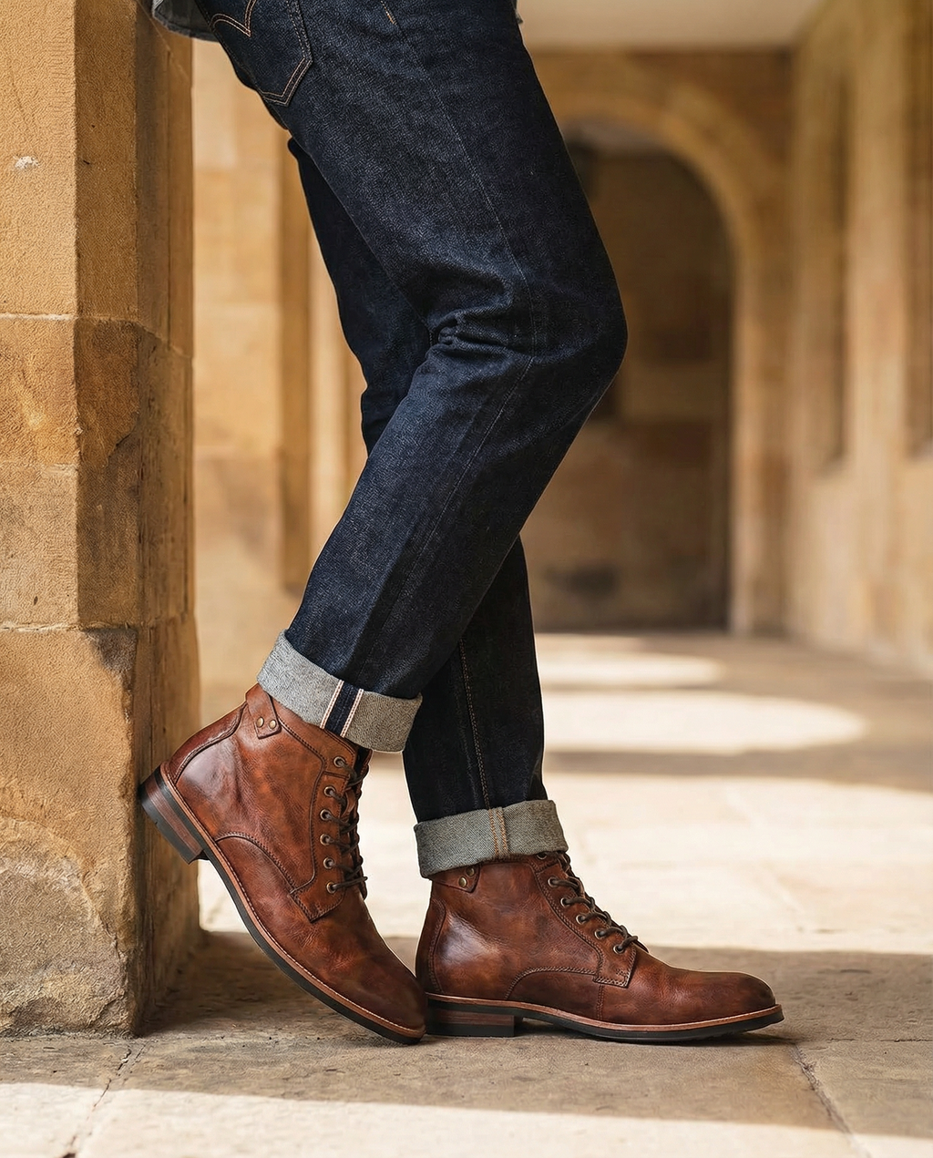 Rugged Cowhide Leather Boots