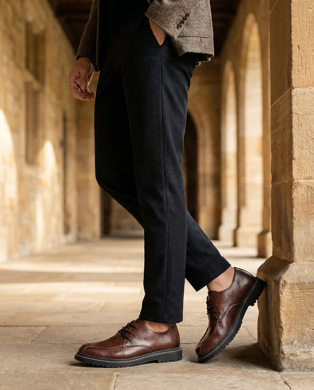 Leather Derby Shoes with Heavy-Duty Sole