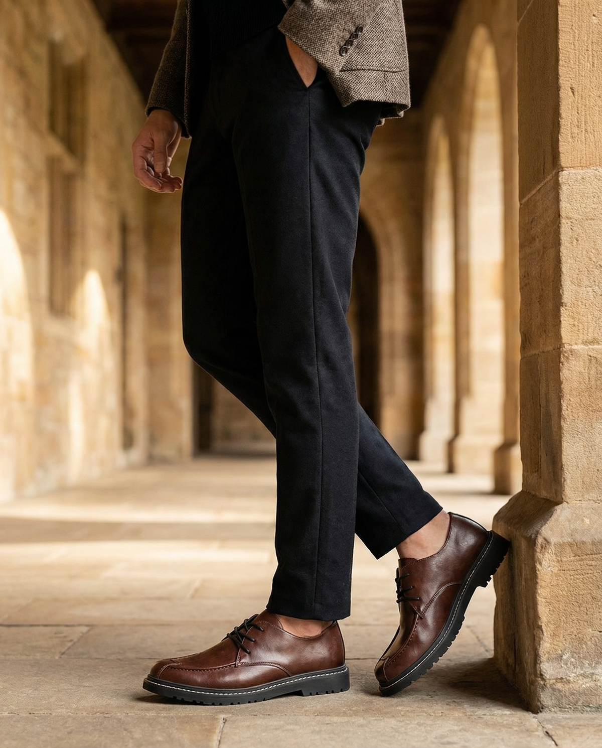 Leather Derby Shoes with Heavy-Duty Sole