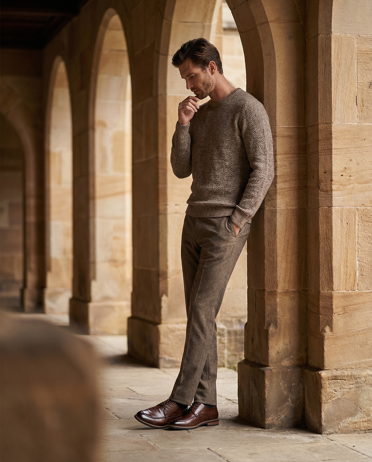 Leather Derby Shoes with Sturdy Sole