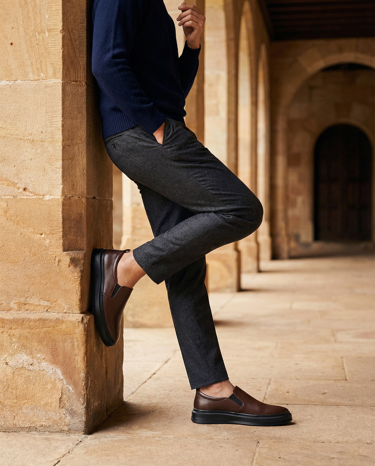 Leather Slip-On Shoes with Broken-In Comfort