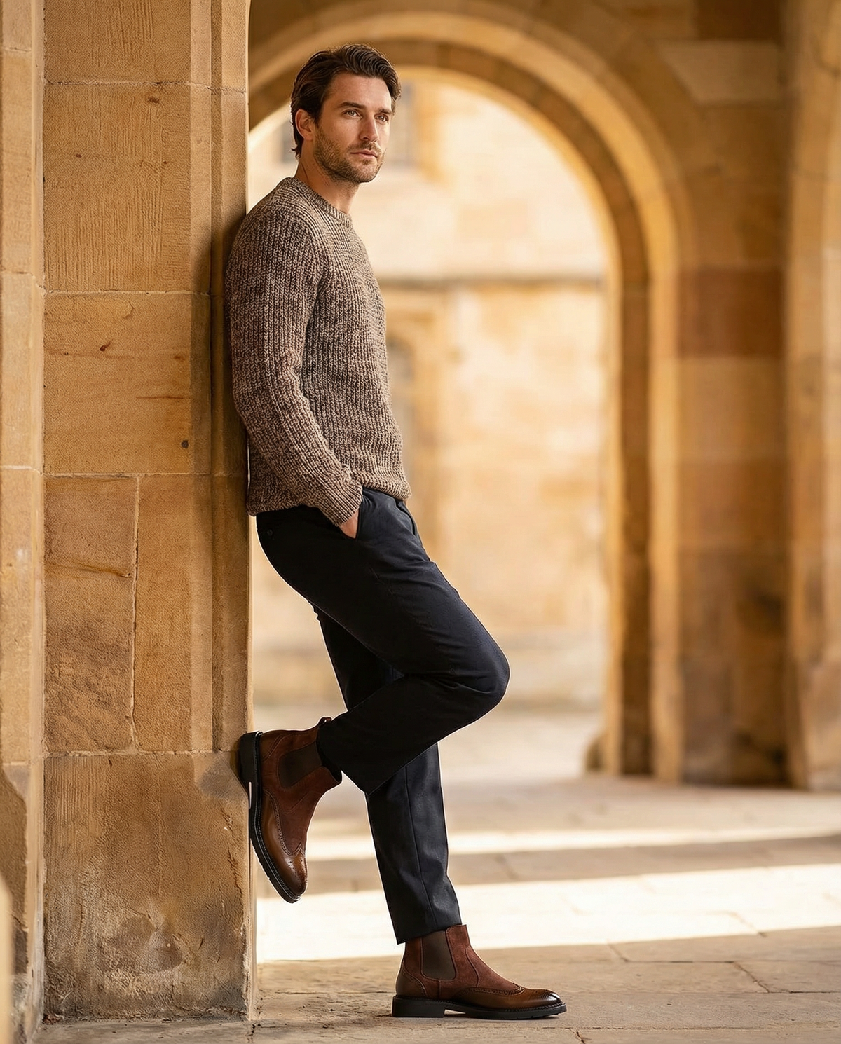 Suede Leather Chelsea Boots with Lace-Up Closure