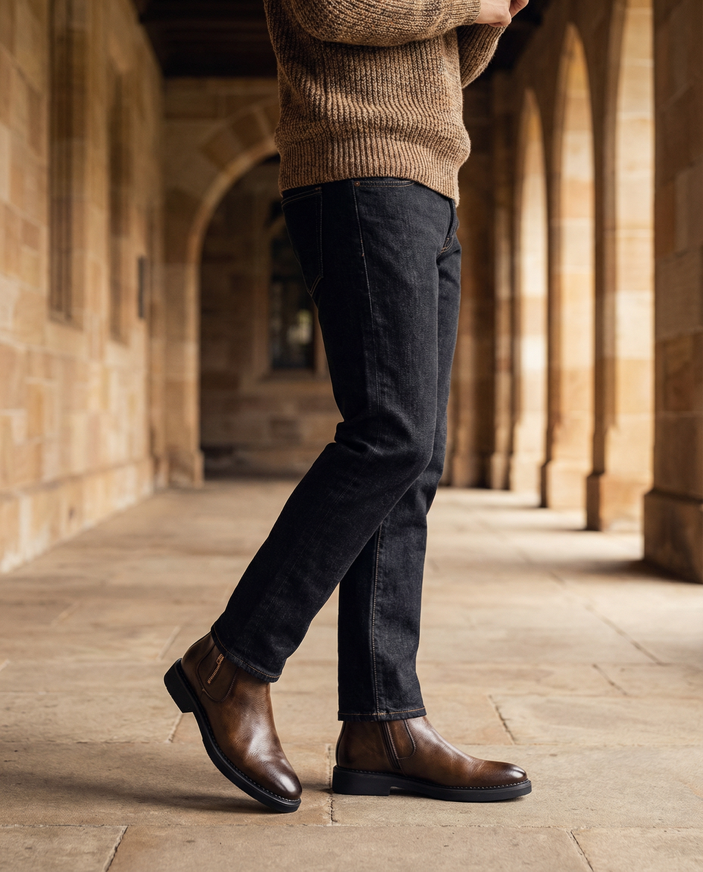 Full-Grain Leather Boots with Side Zipper