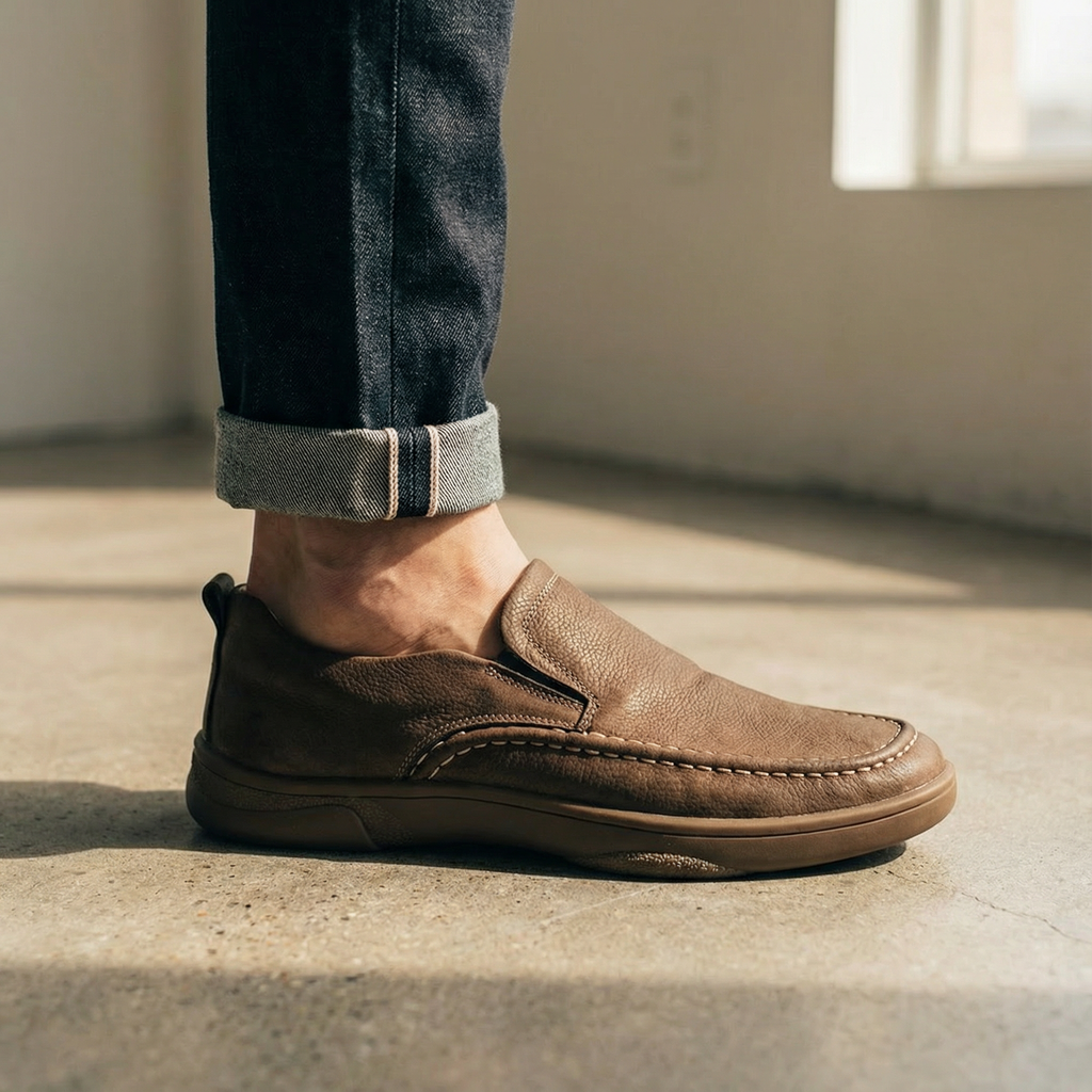 Cowhide Leather Loafers with Broken-In Comfort