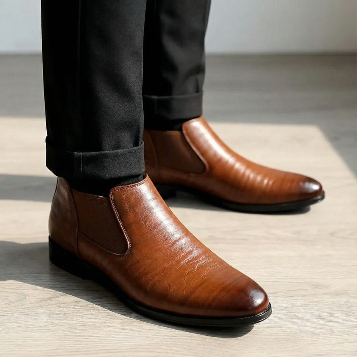 Polished Leather Chelsea Boots with Smooth Finish