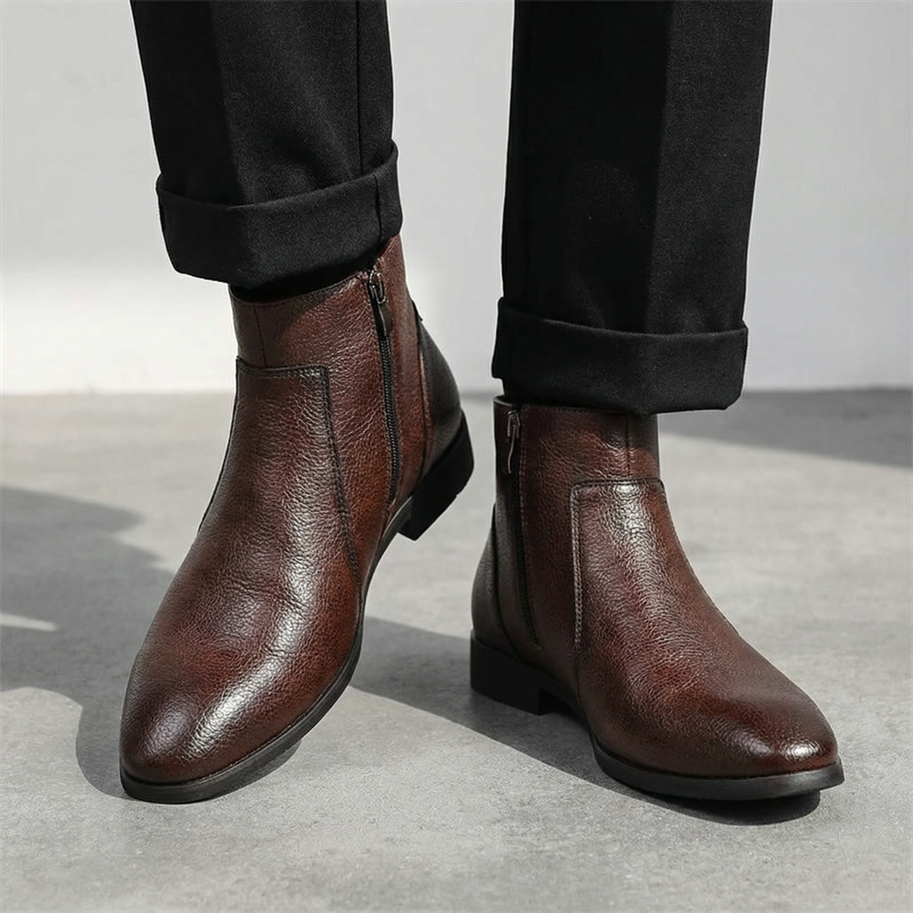 Full-Grain Leather Boots with Sturdy Sole