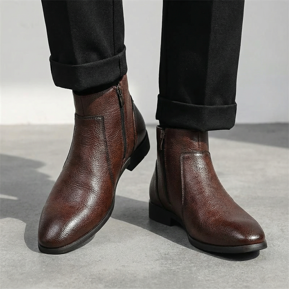 Full-Grain Leather Boots with Sturdy Sole