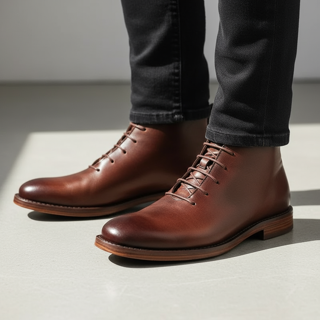 Full-Grain Leather Boots with Welted Construction