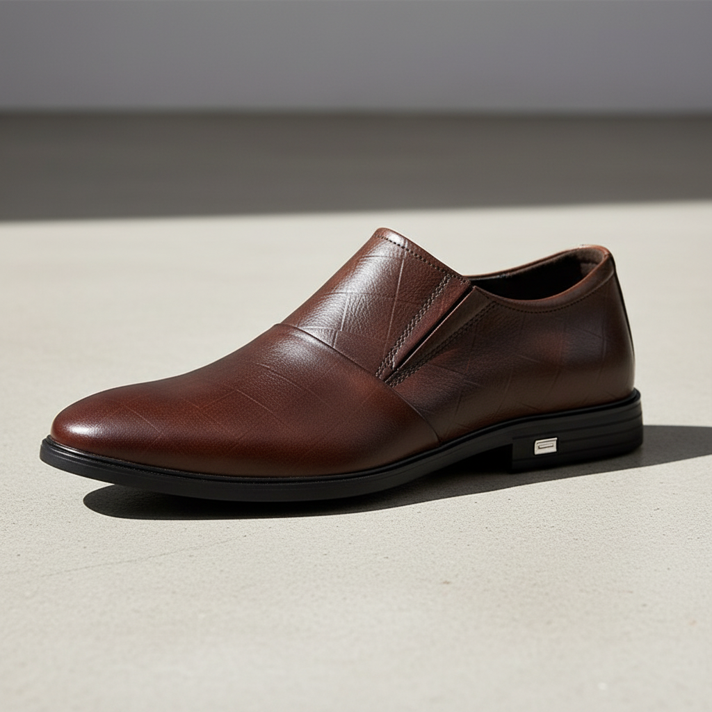 Leather Slip-On Shoes with Patina Finish
