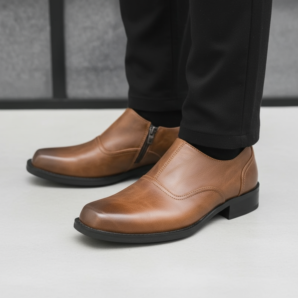 Full-Grain Leather Boots with Rubber Sole