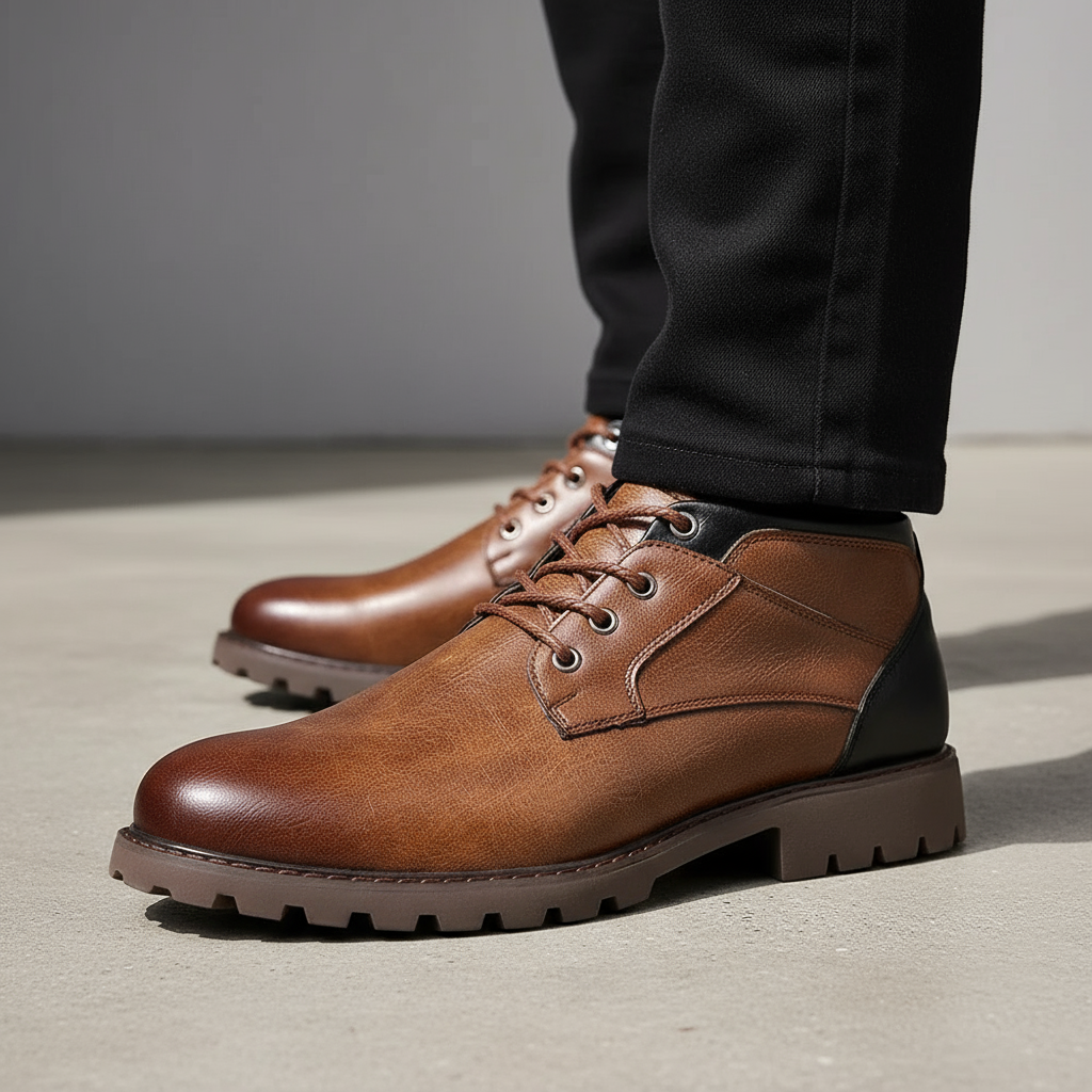 Full-Grain Leather Boots with Reinforced Stitching